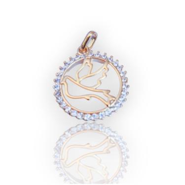 Imagem de Pingente Divino Espirito Santo Cravejado Dourado