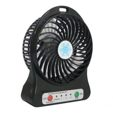 Imagem de Mini Ventilador Portátil Com Bateria Recarregável 3 Velocidades - C/ Baterria Preto