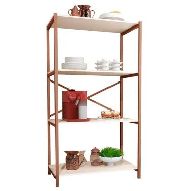Imagem de Estante Armário Steel 90cm Estilo Industrial Com Pés Em Aço Cobre/off White Cobre/off White