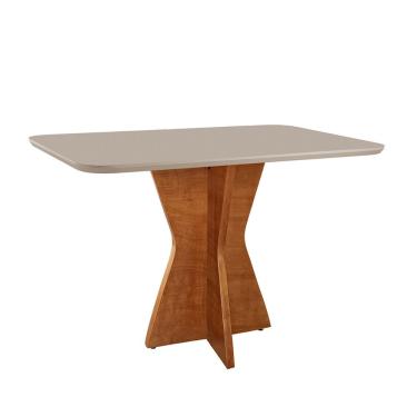 Imagem de Mesa De Jantar Madri 140x80cm Tampo Retângular Vidro Móveis Minas Cor Off White