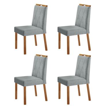 Imagem de Kit 4 Cadeiras Bela Com Puxador Móveis Minas Cor Linho Cinza