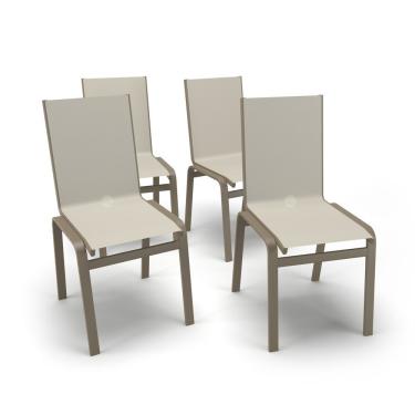 Imagem de Kit 4 Cadeiras Jantar Gourmet Alumínio Fendi Tela Bege