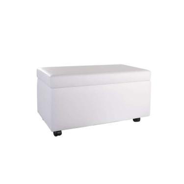 Imagem de Puff Bau 70cm X 40cm X 40cm Courino Com Rodizios Branco