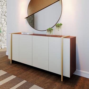 Imagem de Buffet Aparador com 4 Portas 160x79cm Copacabana Colibri Off White Dourado
