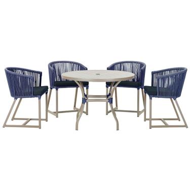 Imagem de Mesa Com 4 Cadeiras E Noronha Estofado 12 Trama Original Azul