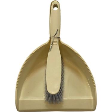 Imagem de Kit Pá E Vassoura De Mão Para Limpeza Bege