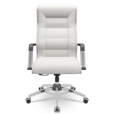 Imagem de Cadeira De Escritório Giratória Presidente Base Cromada Kirk P03 Facto Branco - Lyam Decor