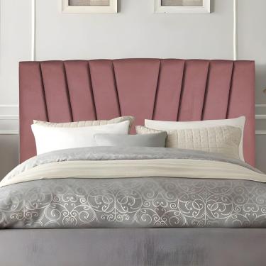 Imagem de Cabeceira King Cama Box Estofada 195 Cm Emma Veludo Rosé