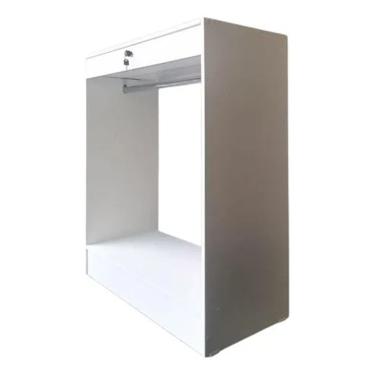Imagem de Balcão Central Arara Loja Com Vidro Embutido E Gaveta 100% Mdf Branco - Suprema Móveis
