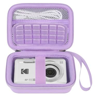 Imagem de Elonbo Estojo De Transporte Para Câmera Digital Kodak Pixpro Fz55 / Fz53 Fz45 Fz43 16Mp, Bolsa Viagem Armazenamento Vlogs, Malha Baterias, Cabo, Cartão Memória, Leitor Cartão, Roxo
