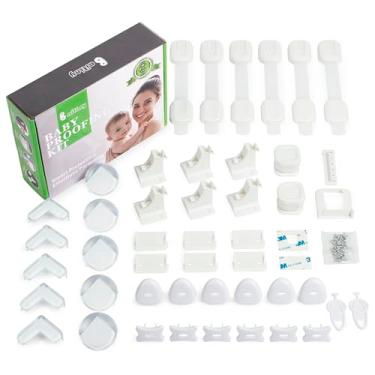 Imagem de Baitiny Kit à prova de bebê, 44 pacotes essenciais de segurança infantil - Fechaduras magnéticas de armário, protetores de canto, capas de tomada - Kit tudo-em-um super valor para bebês
