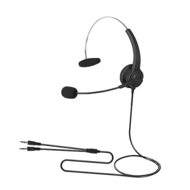 Imagem de ZGUZMCMK Fone de ouvido com fio para telefone com microfone com cancelamento de ruído Fones de ouvido ajustáveis ​​para computador Fone de empresarial para PC, Conector Duplo de 3.5 Mm, Computador