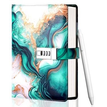 Imagem de CAGIE Diário com cadeado para meninas, kit de diário pautado recarregável com senha A5, diário bloqueado, presentes de aniversário de Natal para meninas de 6, 7, 8, 9, 10, 11, 12, 13, 14 anos, para