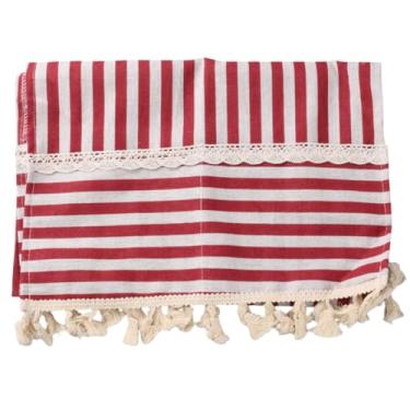 Imagem de GORGECRAFT 99,37 × 33,78 cm Capa protetora contra poeira do topo do forno micro-ondas de algodão linho à prova de óleo capa decorativa de utensílios de cozinha com bolsos de armazenamento para