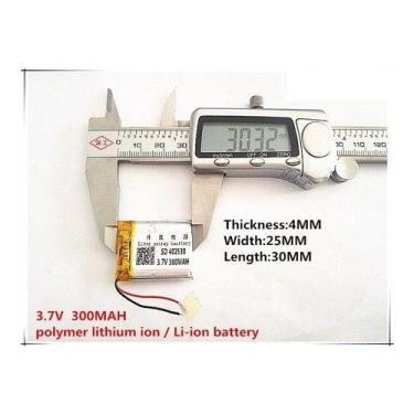 Imagem de Bateria  3,7v 300mah Com 2 Fios 4mm X 25mm X 30mm Nova - bgb