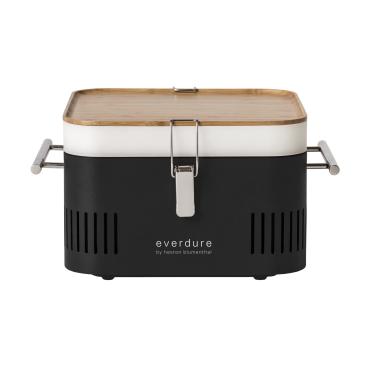 Imagem de Everdure Grelha a carvão portátil da Heston Blumenthal Cube, perfeita para piqueniques, passeios de praia, acampamento, mesa de churrasco, churrasqueira pequena para cozinhar ao ar livre, leve e compacta, preto fosco