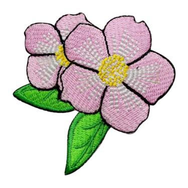 Imagem de Emblema de remendo rosa selvagem, rosa de viagem, bordado, ferro na costura, emblema para roupas, etc. 7 x 6 cm