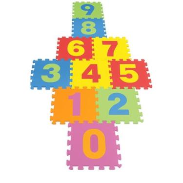 Imagem de Kit 10 Tapetes Tatames 28x28 Coloridos Eva Bebe Números e Alfabeto Letras Emborrachado De Encaixe Infantil