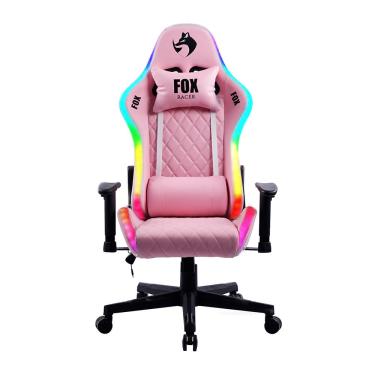 Imagem de Cadeira Gamer FOX Racer RGB com Iluminação Led Rosa Logo Preta - UT-C1583L