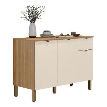 Imagem de Balcão de Cozinha Vert Plus 3 Portas 1 Gaveta 120 cm Freijó Soft - Kit