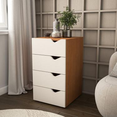 Imagem de Gaveteiro com 4 Gavetas 71cm X 40cm Porto Creme/Freijó