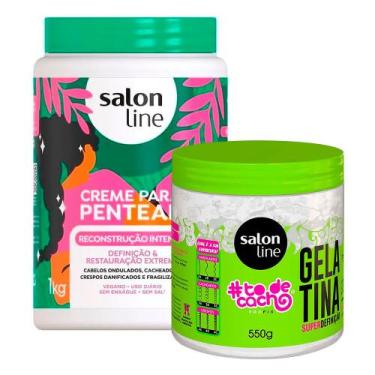 Imagem de Kit Creme De Pentear Salon Line Reconstrução Intensa 1kg e Gelatina Sa