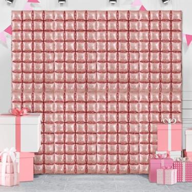 Imagem de 8 pcs Pink Double Sided Square Foil Balloons Wall Tunnel Garland Arch Kit Wall Backdrop Chrome Pink Balloons for Bachelorette Engagement Wedding Birthday Party Decorations