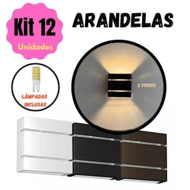 Imagem de Kit 12 Arandelas com Lâmpadas LED G9  Facho Duplo Interno e Externo  L