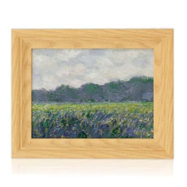 Imagem de Brivoria Arte de parede em tela emoldurada, decoração floral impressionista, 20 x 25 cm, impressão de íris amarelas com moldura de madeira falsa para cozinha, banheiro, lavabo ou exibição de parede de