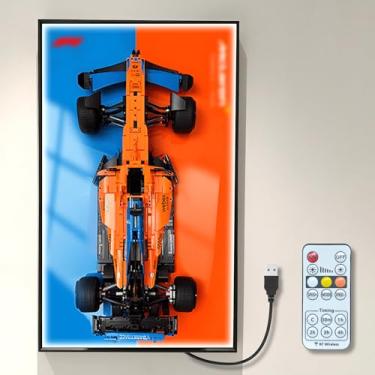 Imagem de WETCEAOM Display Wallboard for Lego 42141 Technic McLaren Formula 1 2022 Replica Race Car with LED Light, Gift Ideas for Lego Car Wall Mount Display Lover, Only Wall Frame! 19.7 x 31.5 in