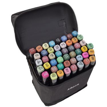 Imagem de Conjunto Canetinhas Marcador Permanente Ponta Dupla 48 Cores