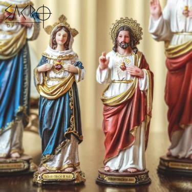 Imagem de Kit Sagrado Coração De Jesus E Maria 20 Cm Importado Imagem - Sacro