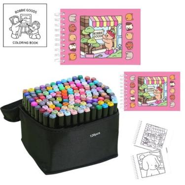 Imagem de Livro de Colorir ORIGINAL Bobbie Goods Capa Dura ROSA 80 Canetinhas To