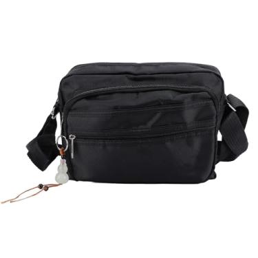Imagem de Mensageiro da bolsa para homens nylon à prova d'água de mochila casual mochila bolsa de esteira multiuso para transporte diário (Preto)