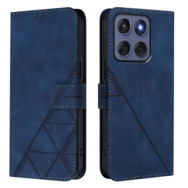 Imagem de MRRSIWEI Capa carteira para Motorola Edge 2025 5G/Edge 60 Fusion 5G/Edge 60 com porta-cartões, capa flip magnética de couro PU à prova de choque com suporte para Moto Edge 60. Suporte azul