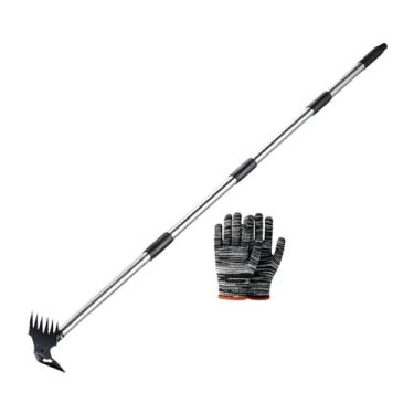 Imagem de Dualoai Arrancador de Ervas Daninhas, Ferramenta Manual de Remoção de Ervas Daninhas com Cabo Longo, Ancinho E Enxada de ação para Arar Terraços, Agricultura, 4 Seção