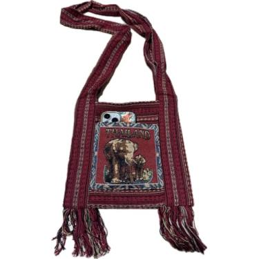 Imagem de Bolsas de ombro femininas modernas de lona hippie bolsas transversais boêmia estampas de animais bolsas Hobo (vermelha)
