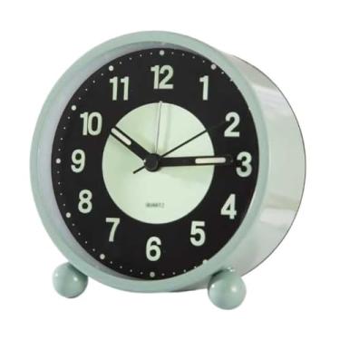 Imagem de Despertadores Despertador redondo multifuncional operado por bateria para sala de estar cozinha quarto escritório cabeceira desktop fácil de configurar despertador analógico Relógio de cabeceira(Green