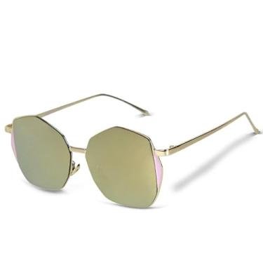 Imagem de HPIRME Óculos de sol da moda masculino e feminino, redondo, de metal, para áreas externas, UV400 (ouro C6)