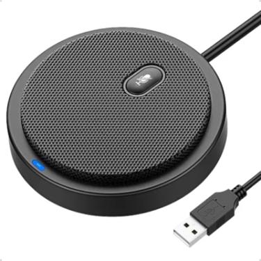 Imagem de Microfone de Mesa Condensador Omnidirecional USB com Botão Mudo  Ideal para Home Office