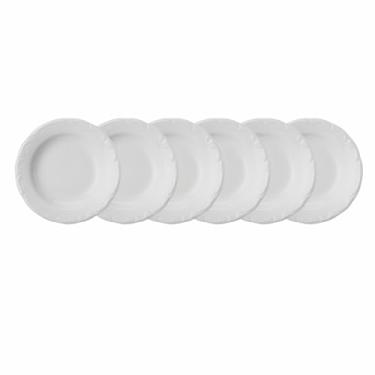 Imagem de Estojo com 6 Pratos Fundos em Porcelana - Modelo Redondo com Relevo Pomerode - Branca - fabricado pela Schmidt.