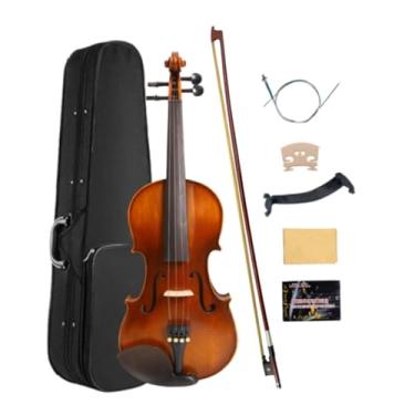 Imagem de WUQIMUSC Violino tamanho 1/4 para crianças kit de violino iniciante madeira maciça com capa, arco, resina, afinador, descanso de ombro e cordas extras
