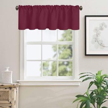 Imagem de Ladity 1 conjunto de painéis de sanefa bordô para janelas, cortinas blackout para janela pequena, sala de estar, quarto, bolsos térmicos, 45,72 cm de comprimento