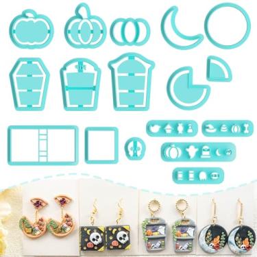 Imagem de Tainsky Halloween Bookshelves Polymer Clay Cutters, 17 Shapes for Fall Bookcases Polymer Clay Cutters for Earrings