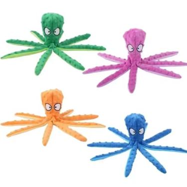 Imagem de Brinquedo Bichinho De Pelucia Polvo Pet Cães e Gatos Sem Enchimento Brinquedo Interativo Resistente Polvo Com Apito Alivia Estresse Canino (Verde)