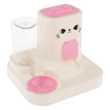 Imagem de Generic Alimentador automático 2 em 1 para animais de estimação, alimentador para gatos, recipiente de água, tigela de comida para gatos para cães pequenos, Rosa