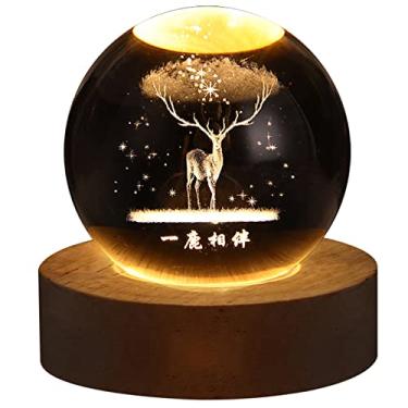 Imagem de TOPINCN Luz de Bola de Cristal 3D, Orb de Madeira Brilhante, Iluminadores de Bola Brilhante, Luz Noturna de Cristal Gravado Com Galáxias Design para Adultos Decoração de Quarto (#6)