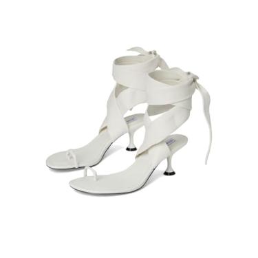 Imagem de Steve Madden Sandália feminina de salto Symone, Couro branco, 35