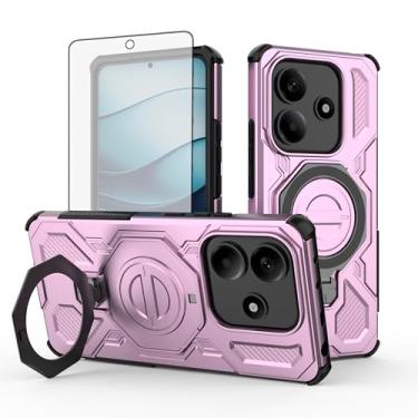 Imagem de Asuwish Capa de celular para Xiaomi Redmi Note 14 5G com película protetora de tela de vidro temperado e suporte magnético com suporte de suporte protetor rígido híbrido acessórios para celular Note14