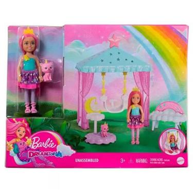 Imagem de Boneca Barbie Dreamtopia Chelsea Unicórnio com Pet e Balanço - Mattel HLC27